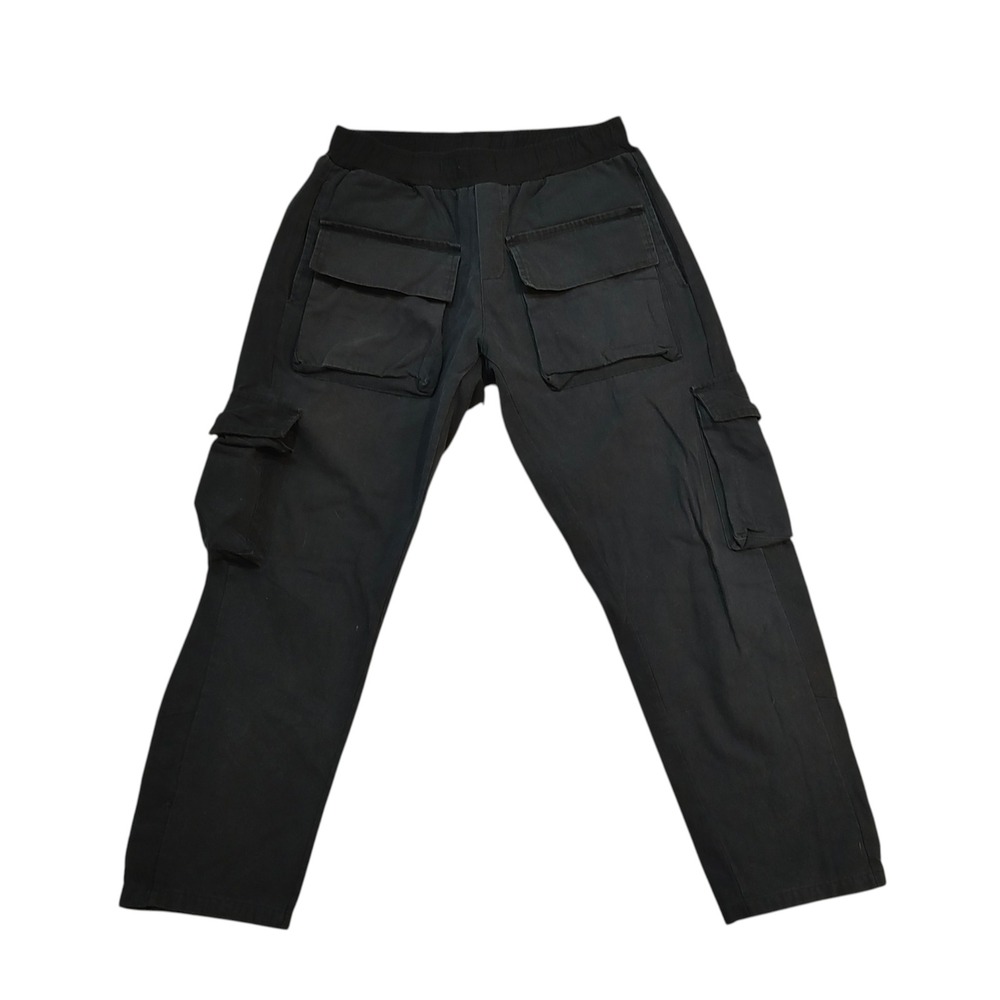 Mnml Mens Cargo Pants Black Stretch Waist Streetwear Tactical Utility Size M
